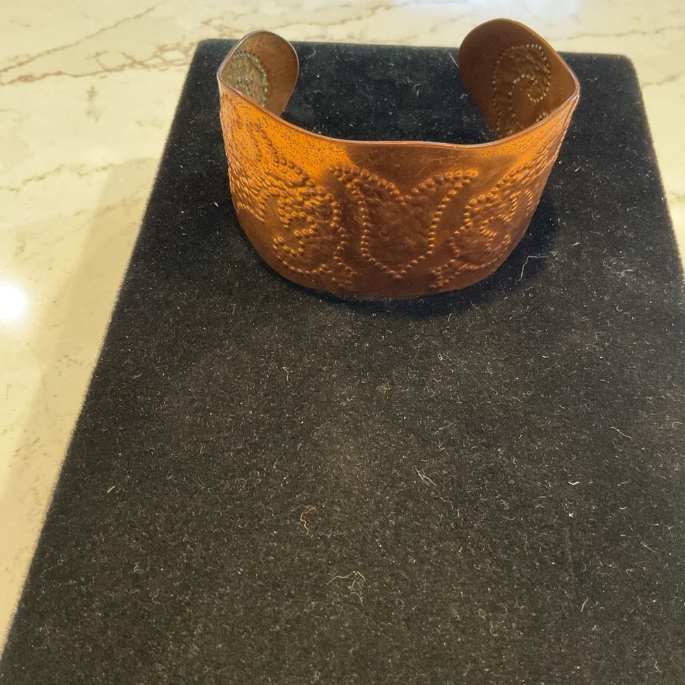 Embossed Large Copper Cuff Bracelet - image 4